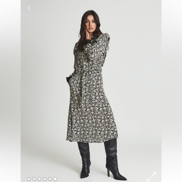 NWOT REISS Micah Printed Long-Sleeve Midi  Dress - Picture 3 of 15